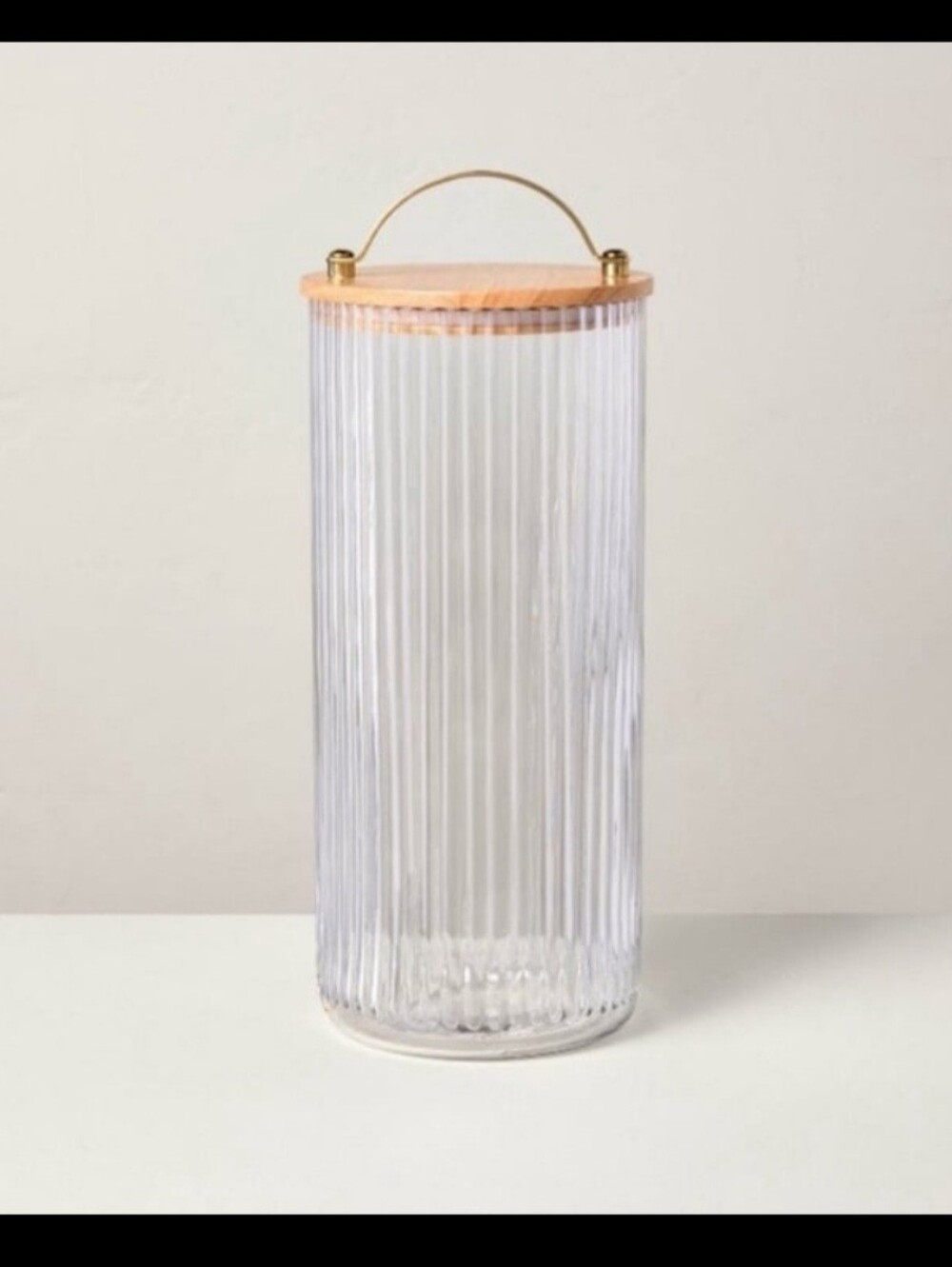 80oz Fluted Glass Storage Canister set with Wood Lid - Hearth & Hand Magnolia